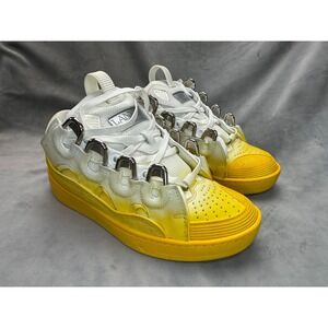 Lanvin Curb Sneakers 35 White Yellow Ombre Leather Skate Shoes Women